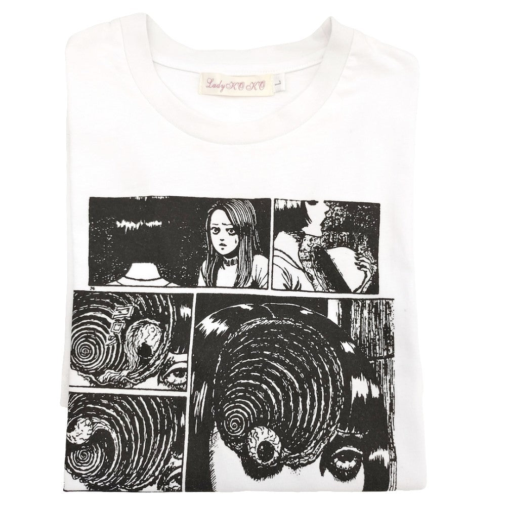 Uzumaki inspired manga panel print shirt for streetwear fashion